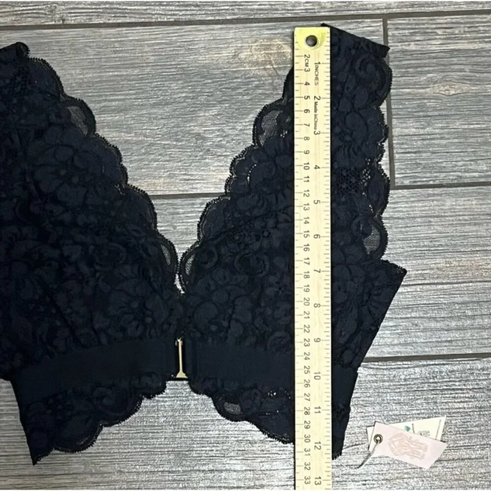 NWT $58 Free People X HAH Got Ur Back Bra XS Black Lace Bralette Adjustable